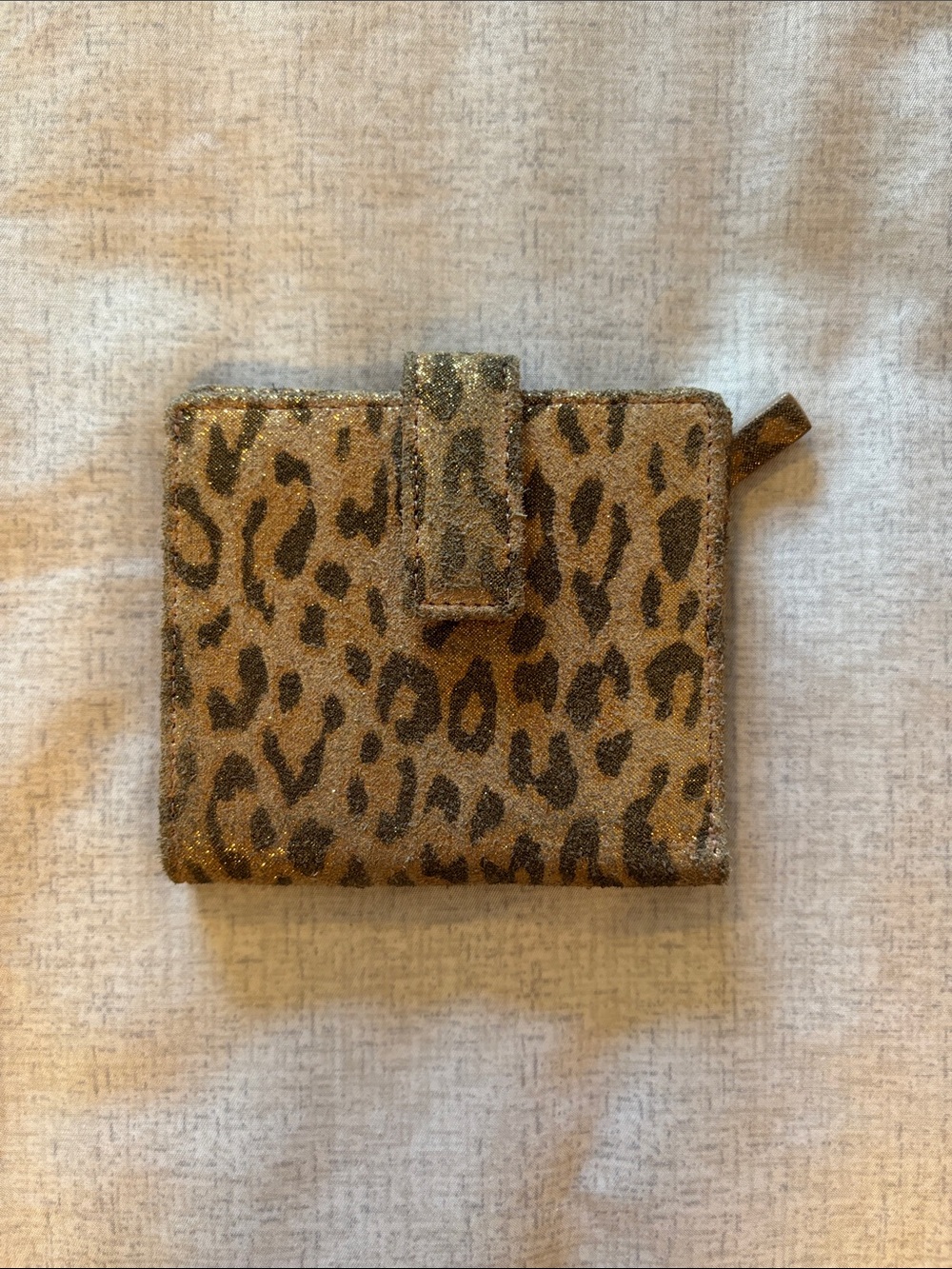 Lodis Leopard Print Glitter Card Holder - Tan and Black